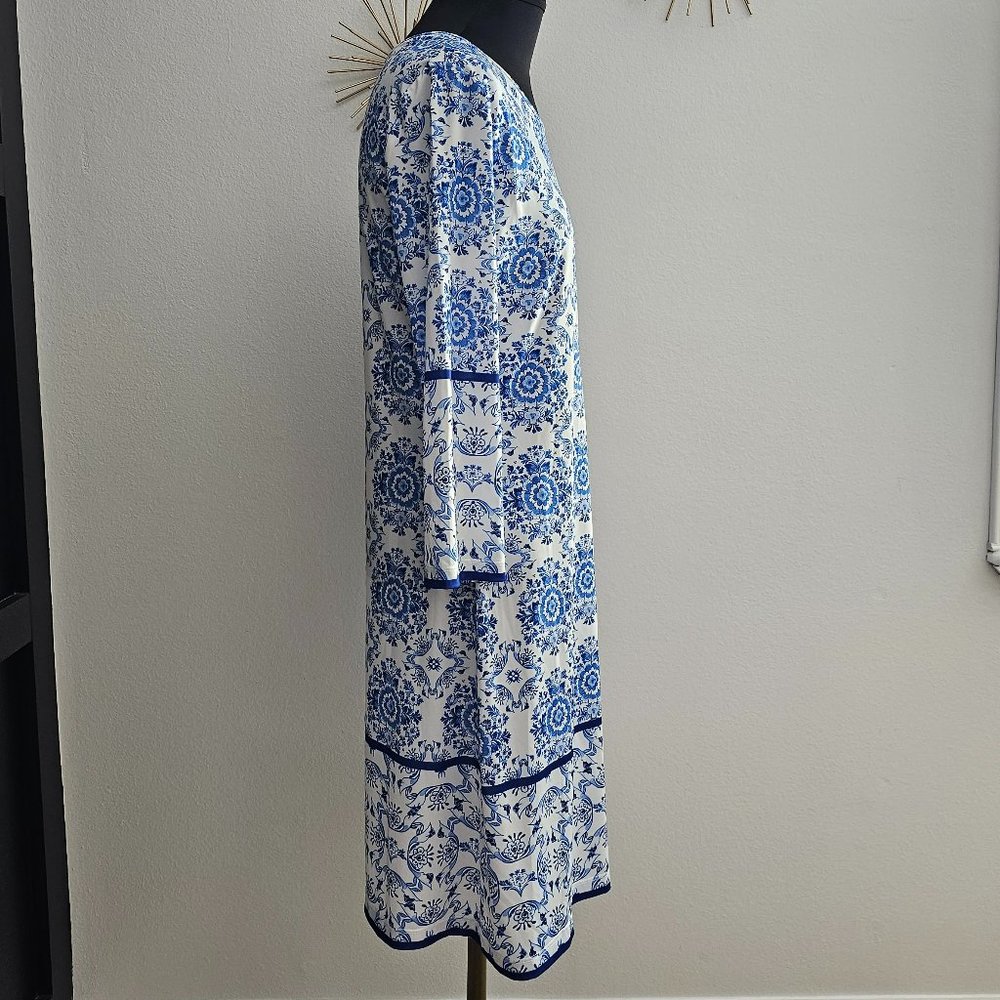 NWT *Jean-Pierre Klifa* Women's Floral 3/4 Sleeves Stretch Jersey Daphne Dress M - Picture 2 of 8